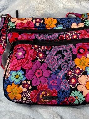 Vera Bradley Triple Zip Hipster crossbody shoulder bag in Floral Fiesta pattern